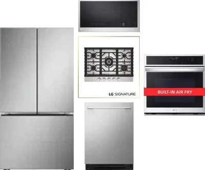 5 Piece Package Includes Refrigerator, Cooktop, Wall Oven, Microwave And Dishwasher