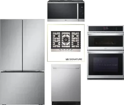 5 Piece Package Includes Refrigerator, Cooktop, Wall Oven, Microwave And Dishwasher