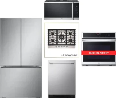 5 Piece Package Includes Refrigerator, Cooktop, Wall Oven, Microwave And Dishwasher