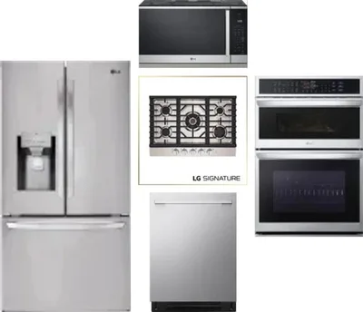 5 Piece Package Includes Refrigerator, Cooktop, Wall Oven, Microwave And Dishwasher