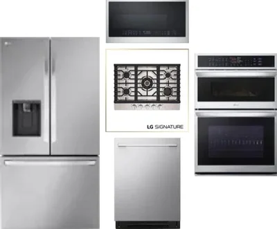 5 Piece Package Includes Refrigerator, Cooktop, Wall Oven, Microwave And Dishwasher