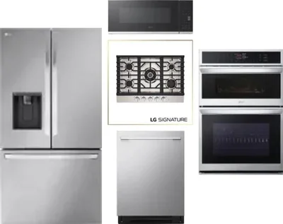 5 Piece Package Includes Refrigerator, Cooktop, Wall Oven, Microwave And Dishwasher