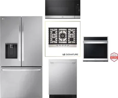 5 Piece Package Includes Refrigerator, Cooktop, Wall Oven, Microwave And Dishwasher