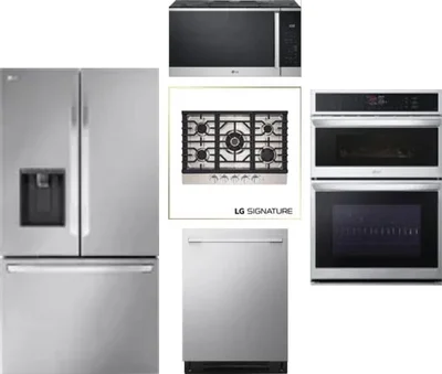 5 Piece Package Includes Refrigerator, Cooktop, Wall Oven, Microwave And Dishwasher