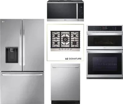 5 Piece Package Includes Refrigerator, Cooktop, Wall Oven, Microwave And Dishwasher