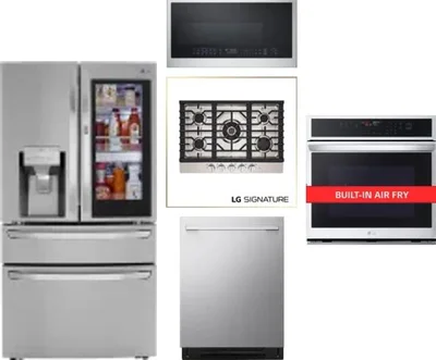 5 Piece Package Includes Refrigerator, Cooktop, Wall Oven, Microwave And Dishwasher
