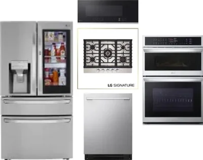 5 Piece Package Includes Refrigerator, Cooktop, Wall Oven, Microwave And Dishwasher