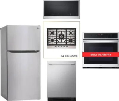 5 Piece Package Includes Refrigerator, Cooktop, Wall Oven, Microwave And Dishwasher
