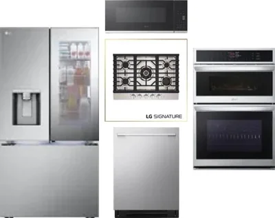 5 Piece Package Includes Refrigerator, Cooktop, Wall Oven, Microwave And Dishwasher