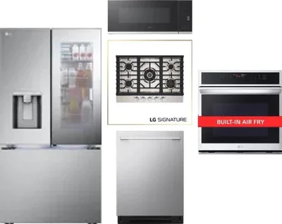 5 Piece Package Includes Refrigerator, Cooktop, Wall Oven, Microwave And Dishwasher