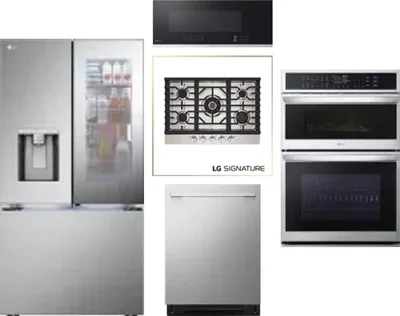 5 Piece Package Includes Refrigerator, Cooktop, Wall Oven, Microwave And Dishwasher