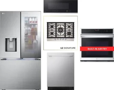 5 Piece Package Includes Refrigerator, Cooktop, Wall Oven, Microwave And Dishwasher