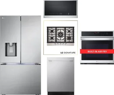 5 Piece Package Includes Refrigerator, Cooktop, Wall Oven, Microwave And Dishwasher