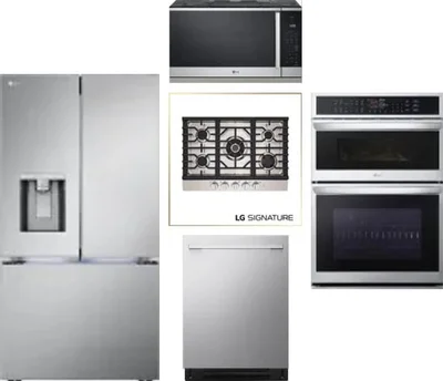 5 Piece Package Includes Refrigerator, Cooktop, Wall Oven, Microwave And Dishwasher