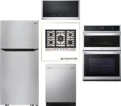 5 Piece Package Includes Refrigerator, Cooktop, Wall Oven, Microwave And Dishwasher