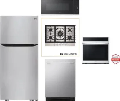 5 Piece Package Includes Refrigerator, Cooktop, Wall Oven, Microwave And Dishwasher
