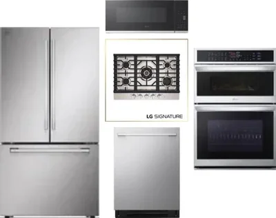 5 Piece Package Includes Refrigerator, Cooktop, Wall Oven, Microwave And Dishwasher