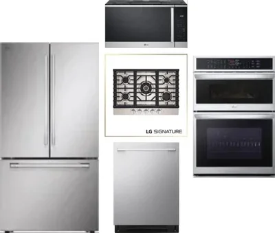 5 Piece Package Includes Refrigerator, Cooktop, Wall Oven, Microwave And Dishwasher