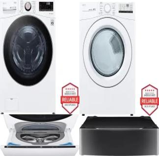 Side by Side Washer & Dryer Set on Pedestals