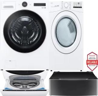 Side by Side Washer & Dryer Set on Pedestals