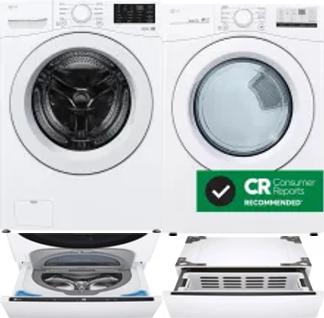 Side by Side Washer & Dryer Set on Pedestals