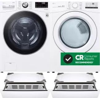 Side by Side Washer & Dryer Set on Pedestals