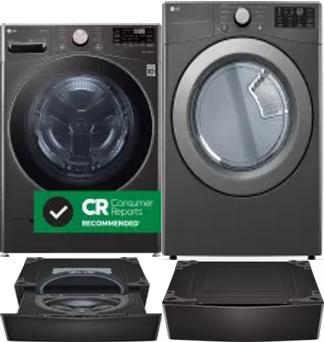 Side by Side Washer & Dryer Set on Pedestals