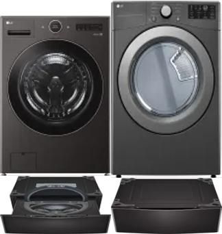 Side by Side Washer & Dryer Set on Pedestals