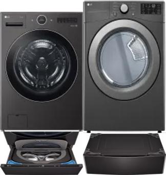 Side by Side Washer & Dryer Set on Pedestals