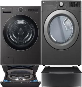 Side by Side Washer & Dryer Set on Pedestals