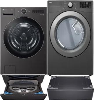 Side by Side Washer & Dryer Set on Pedestals