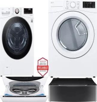 Side by Side Washer & Dryer Set on Pedestals