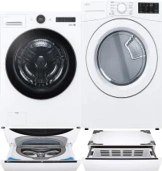 Side by Side Washer & Dryer Set on Pedestals