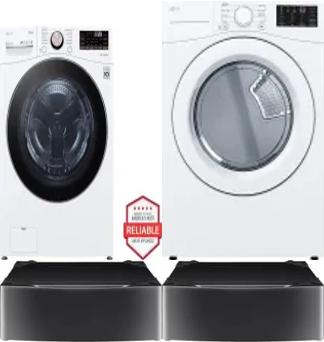 Side by Side Washer & Dryer Set on Pedestals