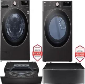 Side by Side Washer & Dryer Set on Pedestals