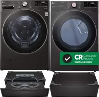 Side by Side Washer & Dryer Set on Pedestals