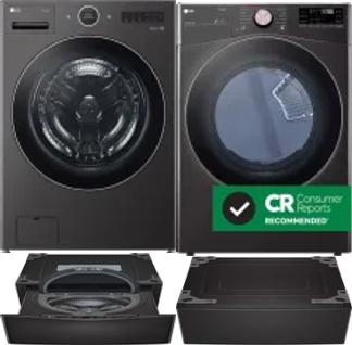 Side by Side Washer & Dryer Set on Pedestals