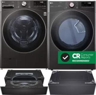 Side by Side Washer & Dryer Set on Pedestals