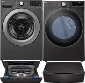 Side by Side Washer & Dryer Set on Pedestals