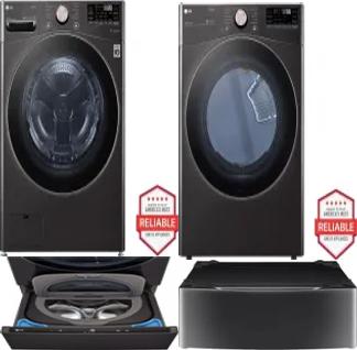 Side by Side Washer & Dryer Set on Pedestals