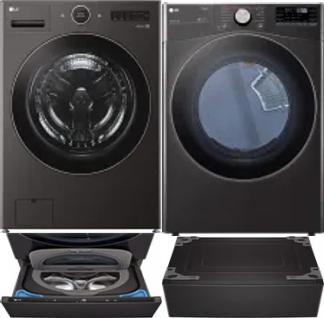 Side by Side Washer & Dryer Set on Pedestals