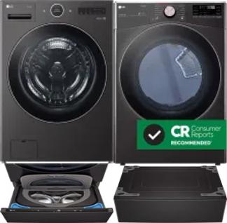 Side by Side Washer & Dryer Set on Pedestals