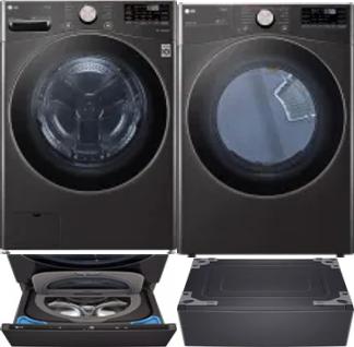 Side by Side Washer & Dryer Set on Pedestals