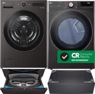 Side by Side Washer & Dryer Set on Pedestals