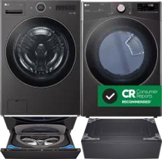 Side by Side Washer & Dryer Set on Pedestals