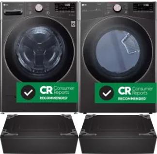 Side by Side Washer & Dryer Set on Pedestals