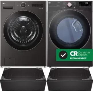 Side by Side Washer & Dryer Set on Pedestals