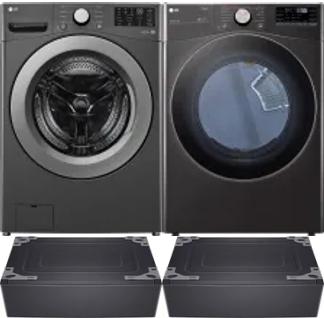 Side by Side Washer & Dryer Set on Pedestals