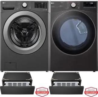 Side by Side Washer & Dryer Set on Pedestals