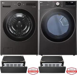 Side by Side Washer & Dryer Set on Pedestals